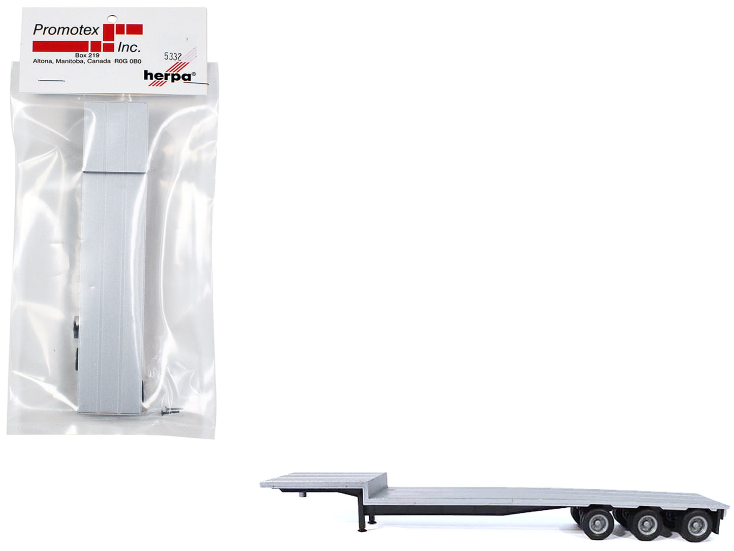 3-Axle Dropdeck Flatbed Trailer Silver Top 1/87 (HO) Plastic Model by Promotex free shipping USA