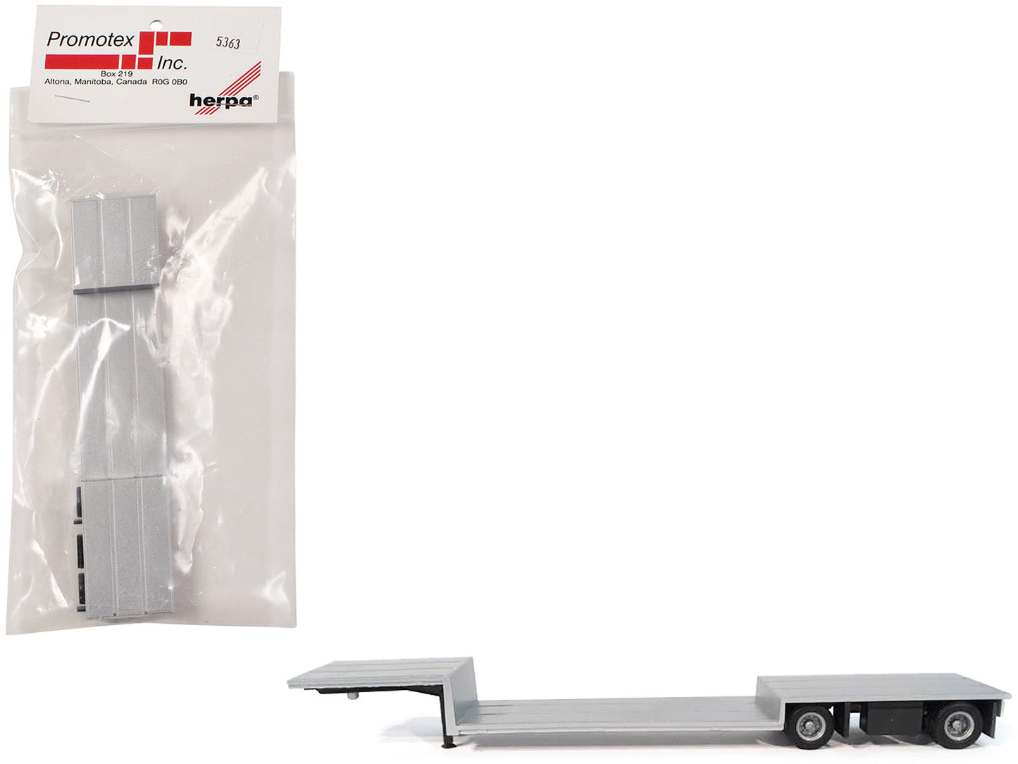 Spread Axle Double-Drop Flatbed Trailer Silver Top 1/87 (HO) Plastic Model by Promotex free shipping USA
