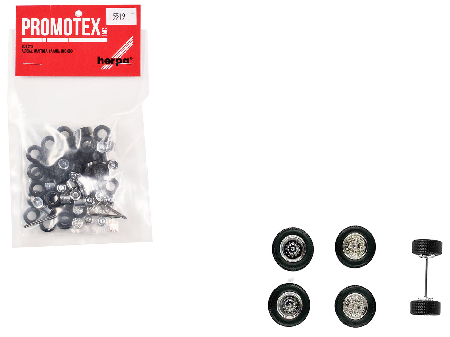 Super Singles with Fronts Sets of Wheels (10 Sets) 1/87 (HO) Plastic Model by Promotex free shipping USA