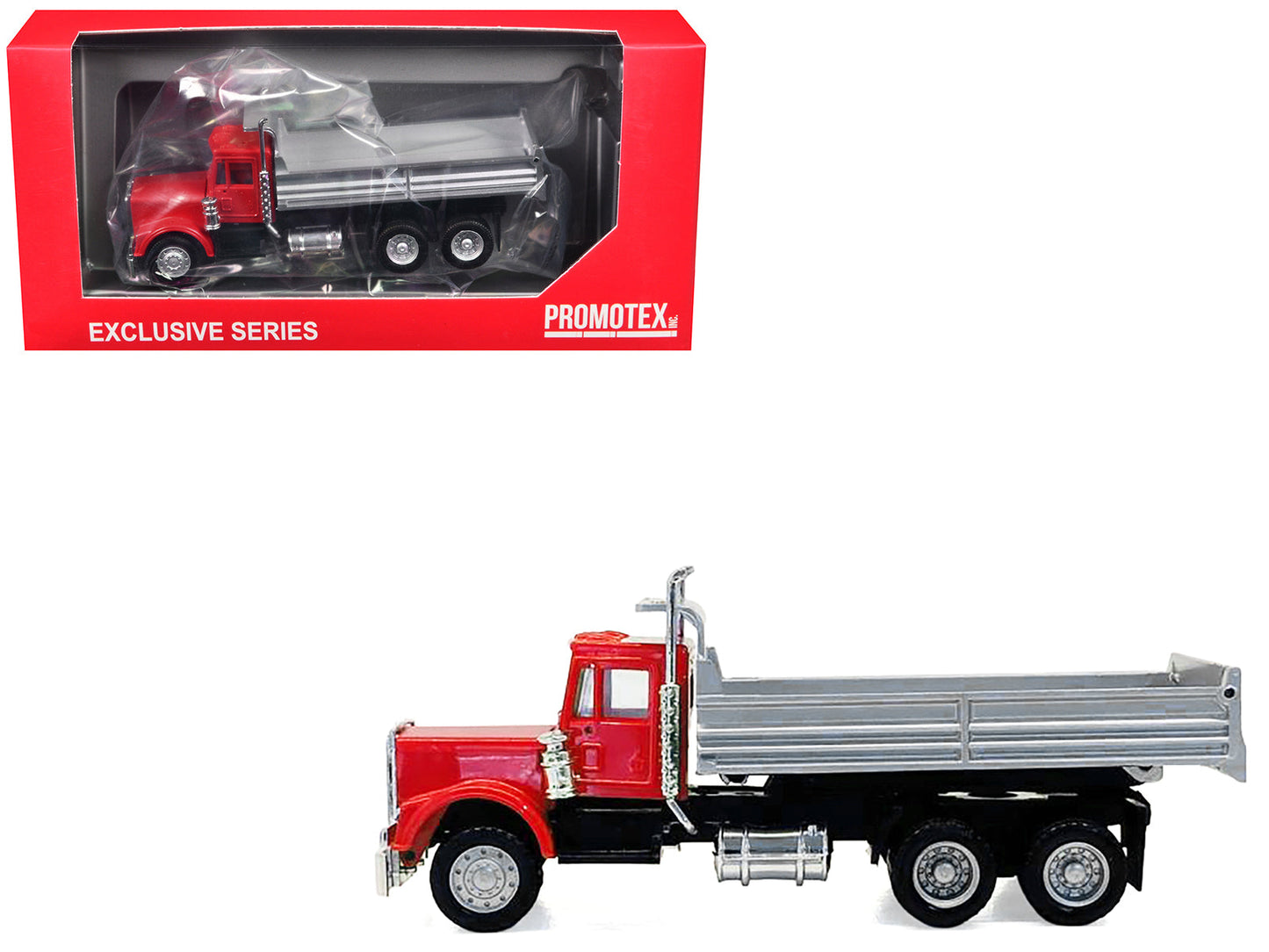 Peterbilt Dump Truck with Red Cab 1/87 (HO) Plastic Model by Promotex free shipping USA