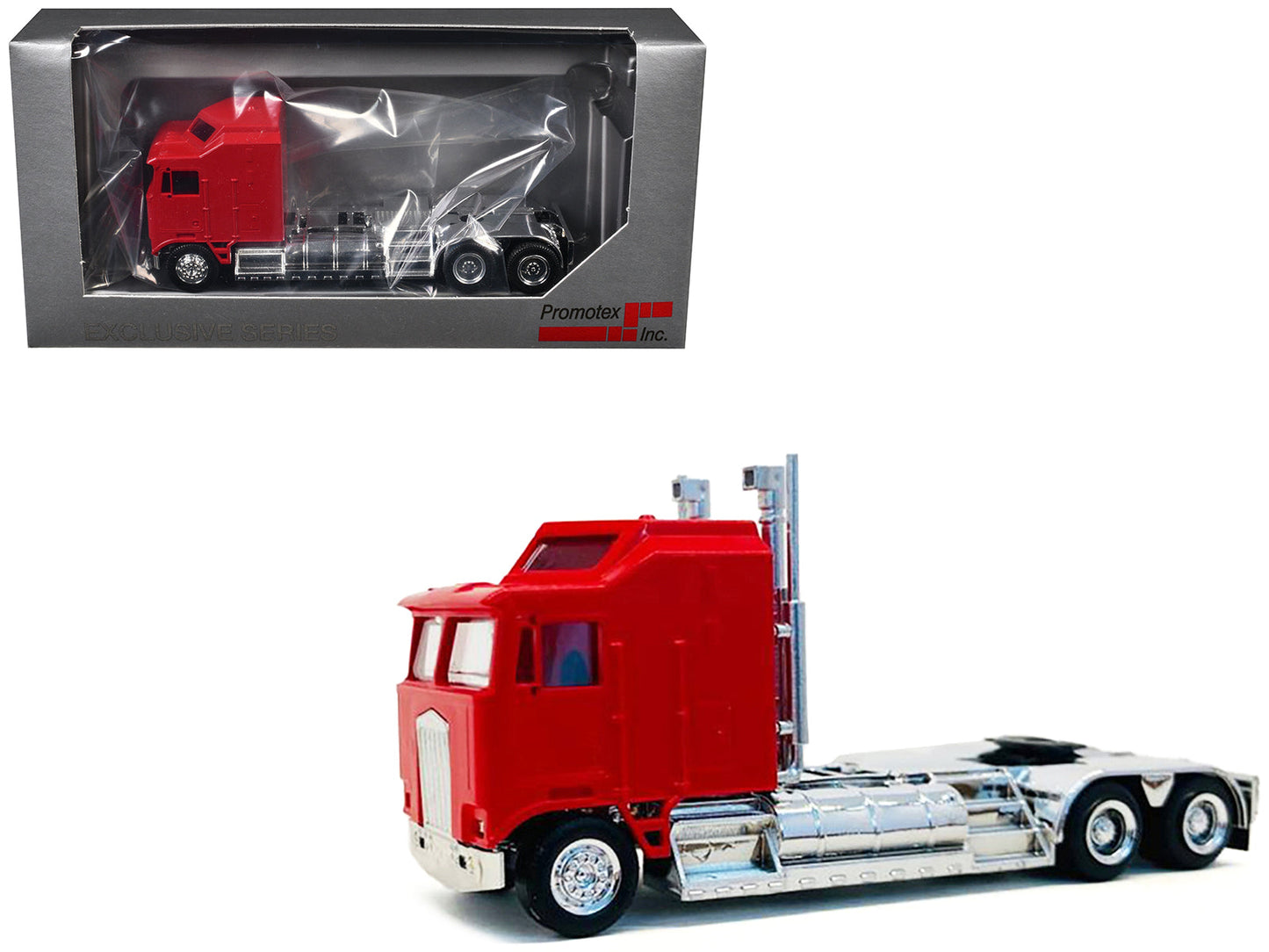 Kenworth K100 with 5-Bar Grill and XXL Chassis Red 1/87 (HO) Plastic Model by Promotex free shipping USA