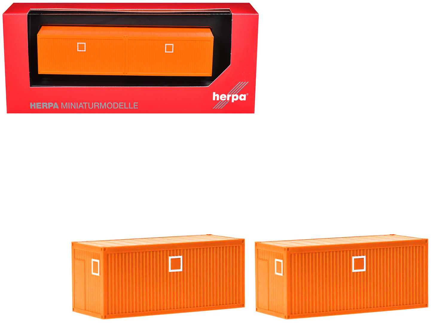 Mobile Offices Orange Set of 2 pieces 1/87 (HO) Plastic Model by Herpa free shipping USA