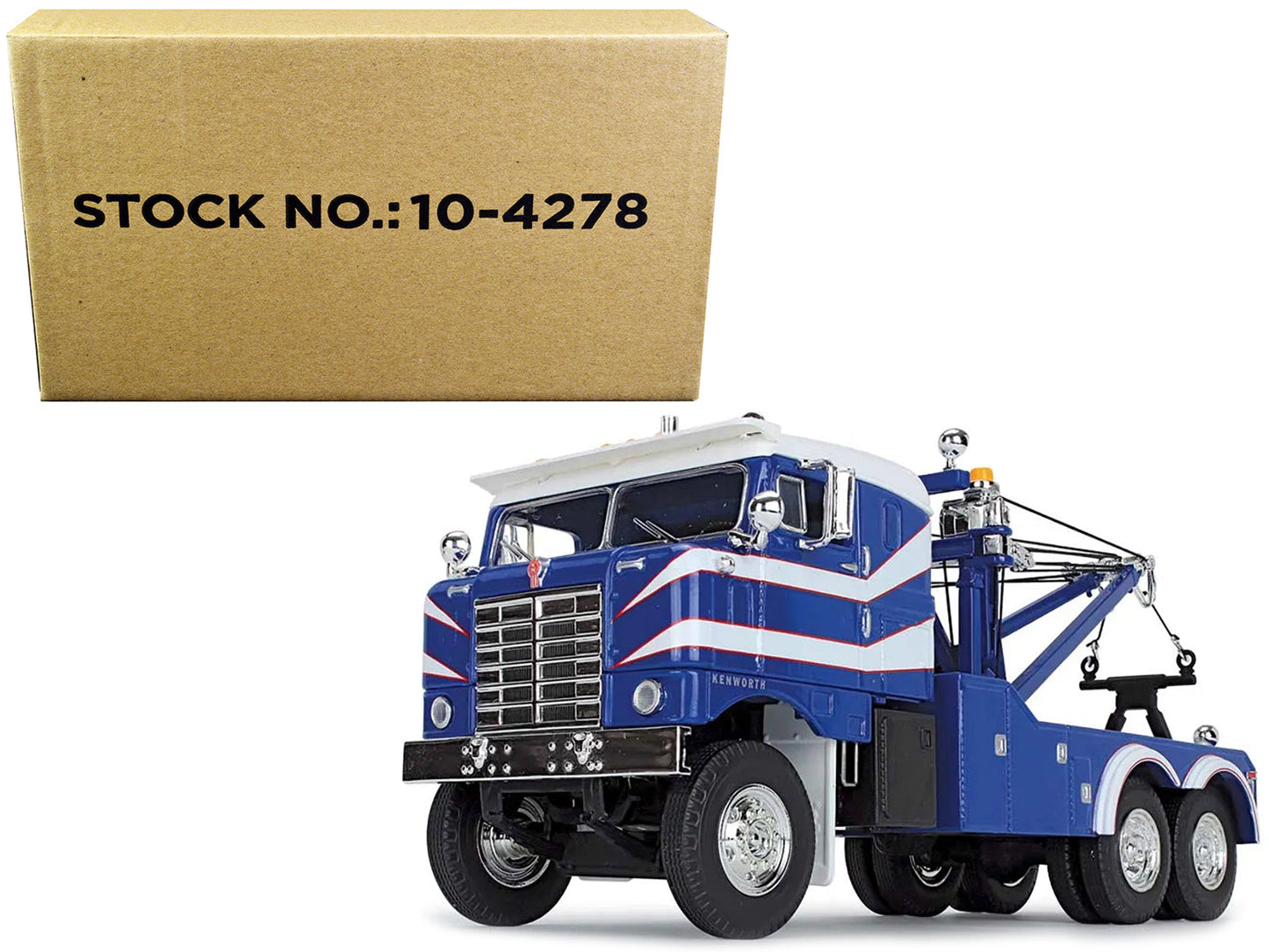 1953 Kenworth Bullnose Heavy-Duty Holmes Wrecker Tow Truck Rich Blue and White 1/34 Diecast Model by First Gear free shipping USA
