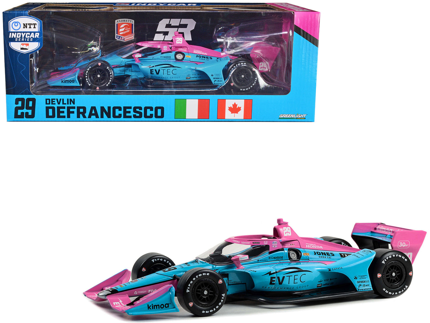 Dallara IndyCar #29 Devlin DeFrancesco "EVTEC Performance Group" Andretti Steinbrenner Autosport (Road Course Configuration) "NTT IndyCar Series" (2023) 1/18 Diecast Model Car by Greenlight free shipping USA
