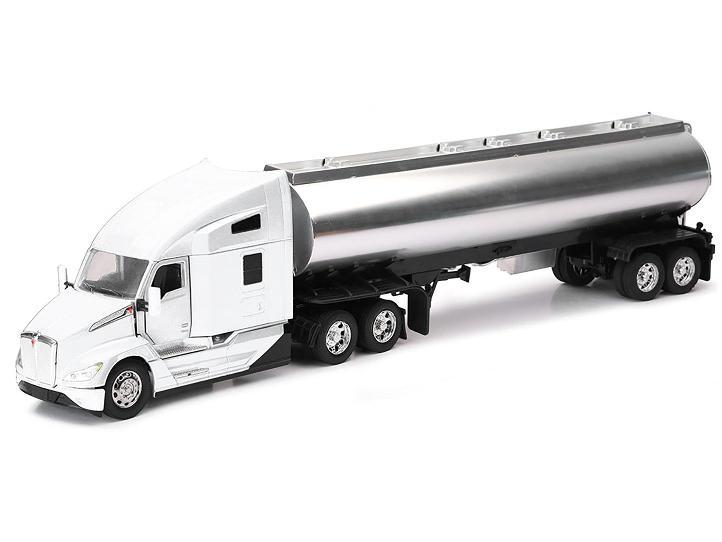 Kenworth T680 Truck White with Oil Tanker Trailer Chrome "Long Haul Trucker" Series 1/32 Diecast Model by New Ray free shipping USA