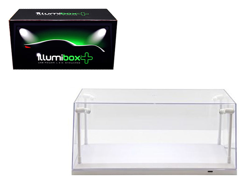Collectible Display Show Case with LED Lights for 1/18 1/24 Models with White Base by Illumibox free shipping USA