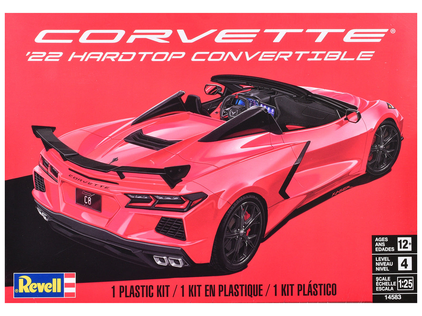 Level 4 Model Kit 2022 Chevrolet Corvette C8 Hardtop Convertible 1/25 Scale Model by Revell free shipping USA
