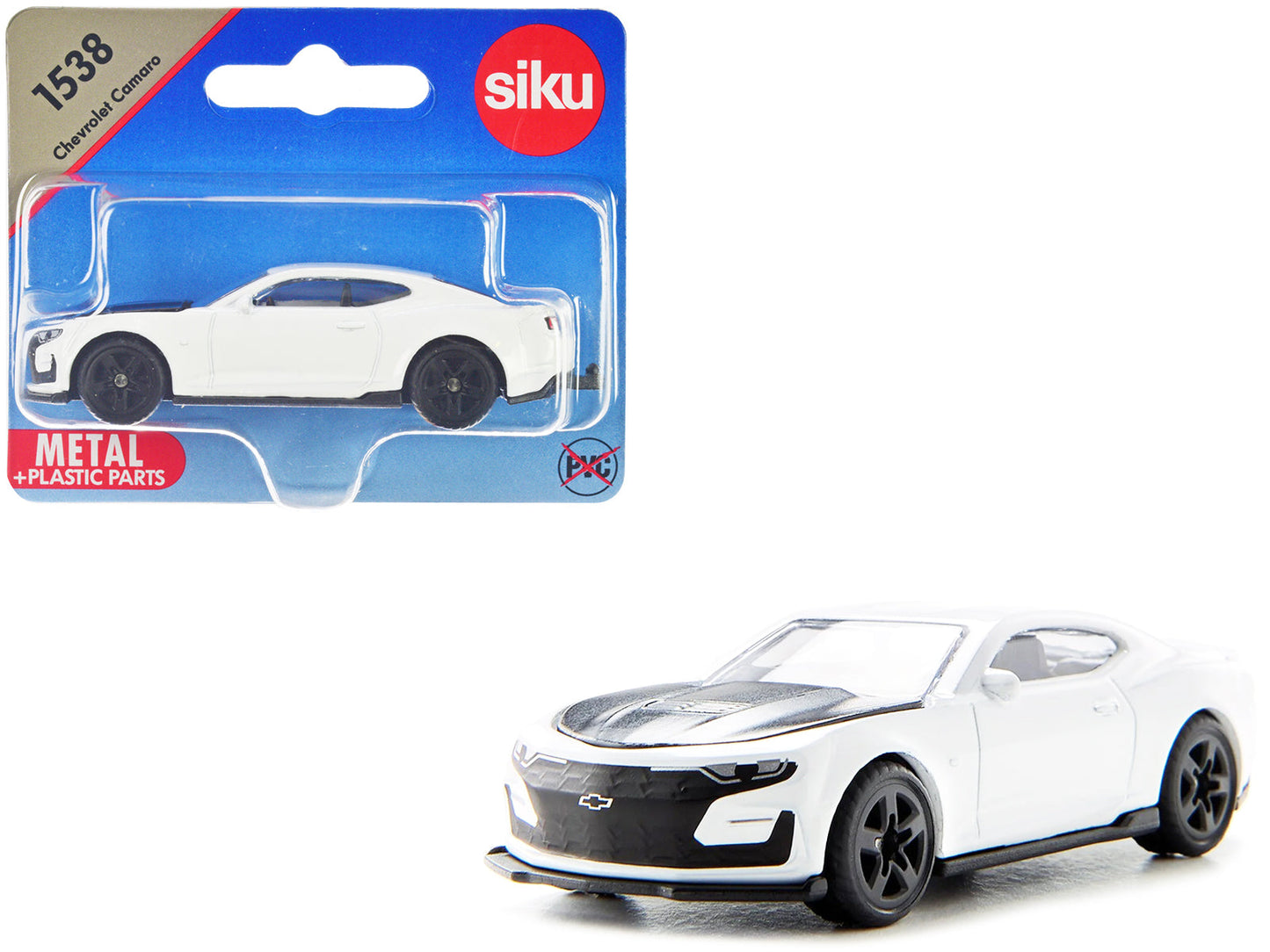 Chevrolet Camaro White with Black Hood Diecast Model Car by Siku free shipping USA