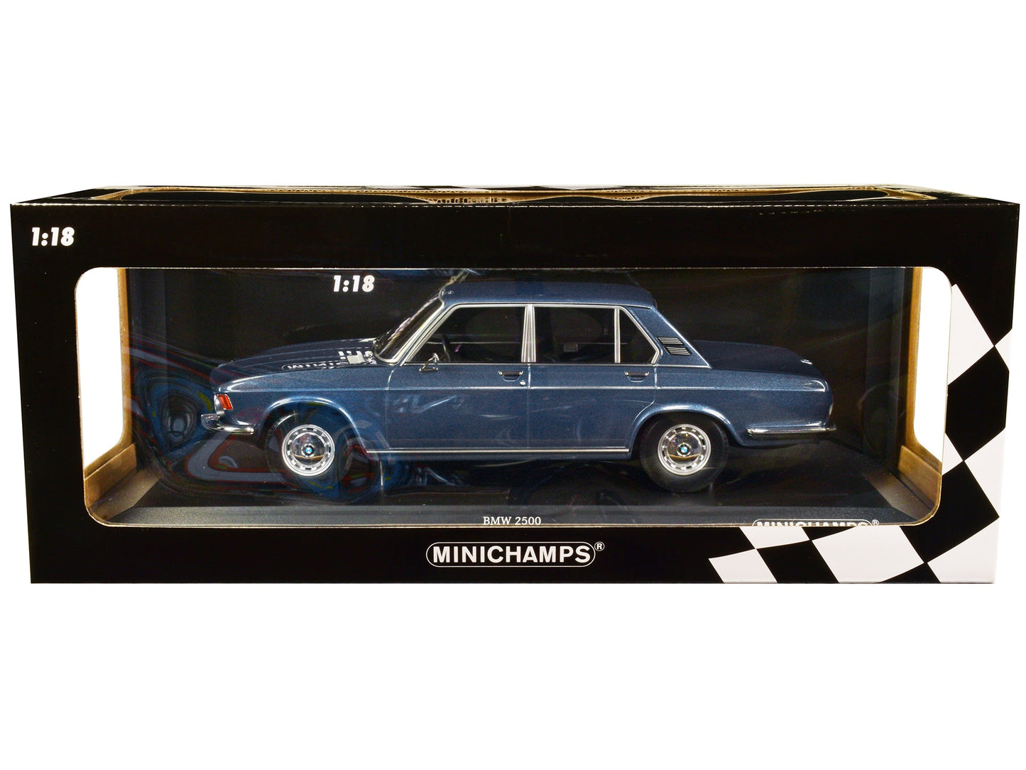 1968 BMW 2500 Blue Metallic Limited Edition to 504 pieces Worldwide 1/18 Diecast Model Car by Minichamps free shipping USA