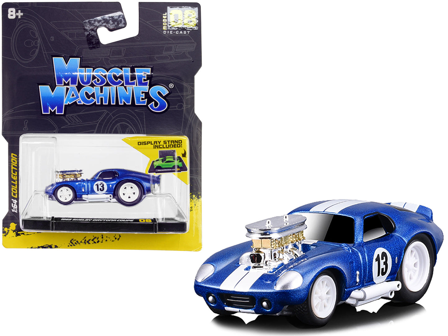 1965 Shelby Daytona Coupe #13 Blue Metallic with White Stripes 1/64 Diecast Model Car by Muscle Machines free shipping USA