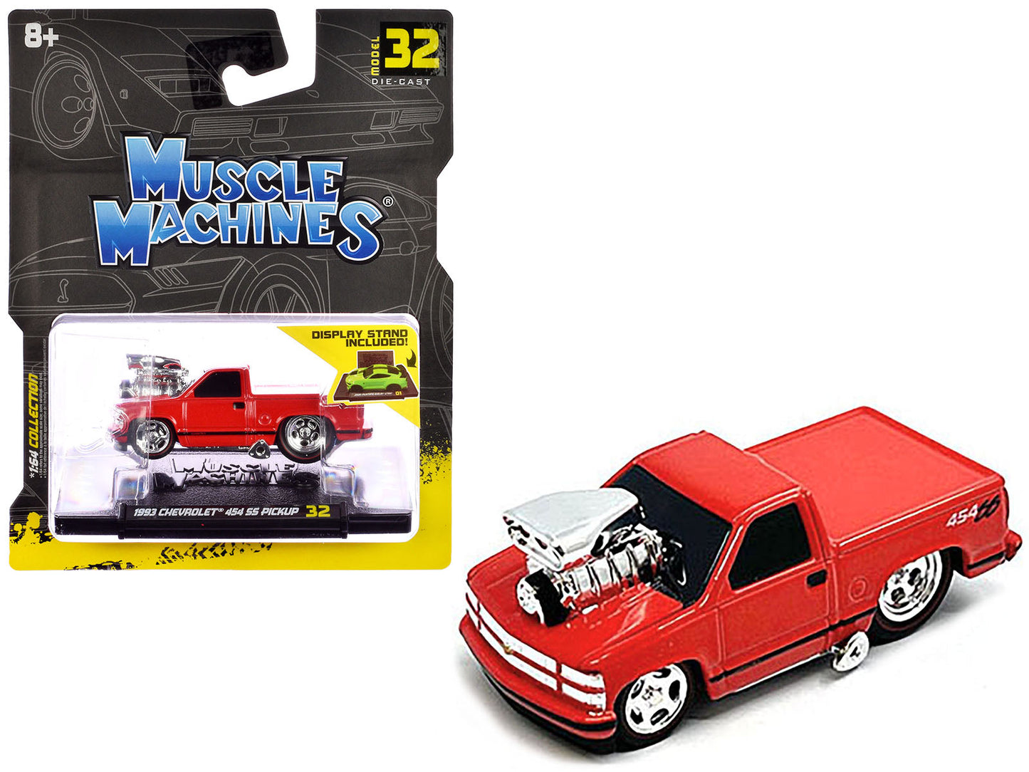 1993 Chevrolet 454 SS Pickup Truck Red 1/64 Diecast Model Car by Muscle Machines free shipping USA