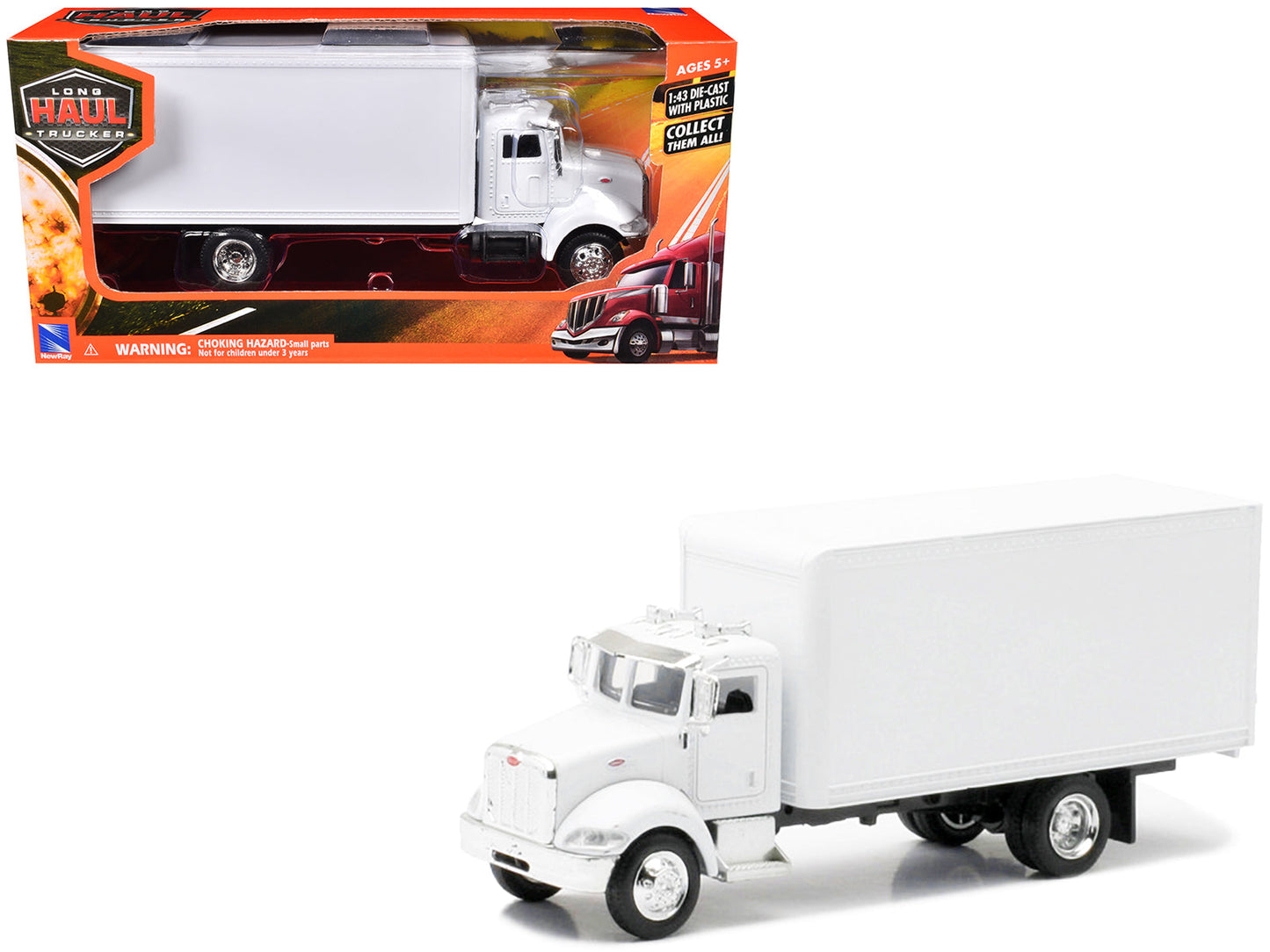 Peterbilt Utility 335 Box Truck White 1/43 Diecast Model by New Ray free shipping USA