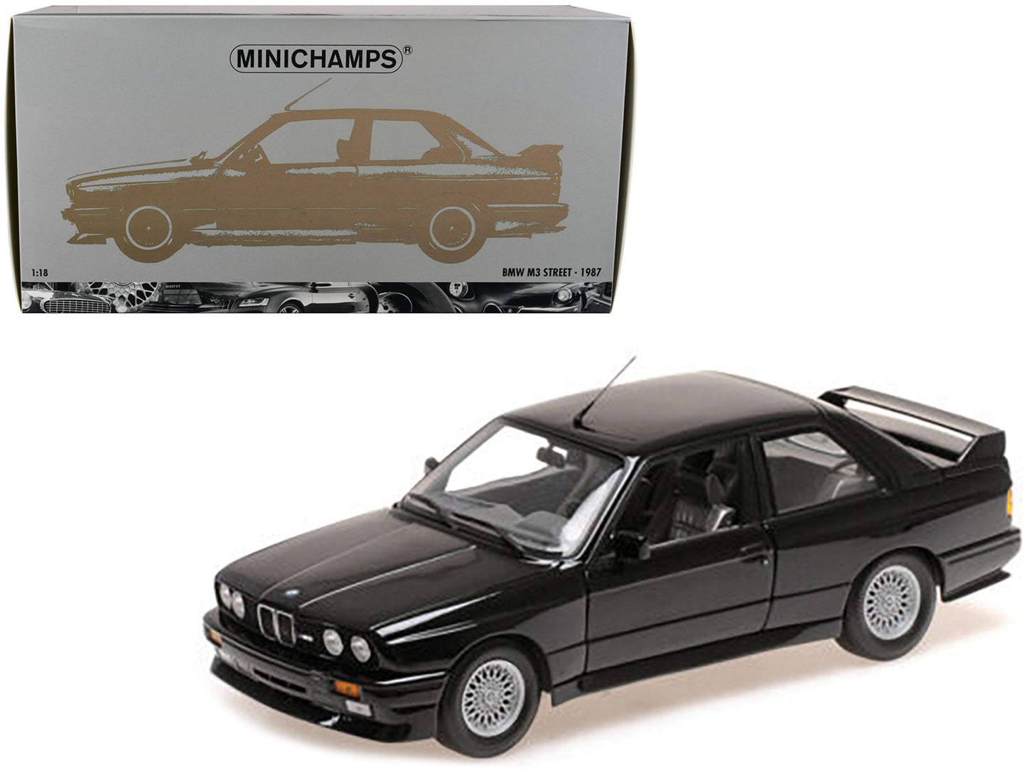 1987 BMW M3 Street Black Metallic 1/18 Diecast Model Car by Minichamps free shipping USA