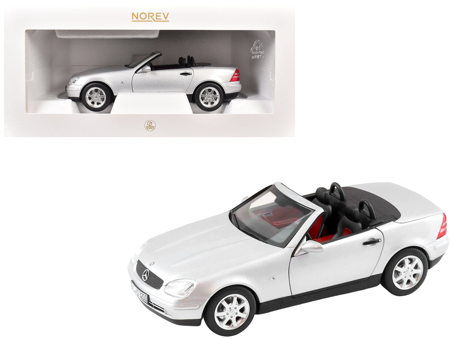 1996 Mercedes-Benz SLK Convertible Brilliant Silver Metallic 1/18 Diecast Model Car by Norev free shipping USA
