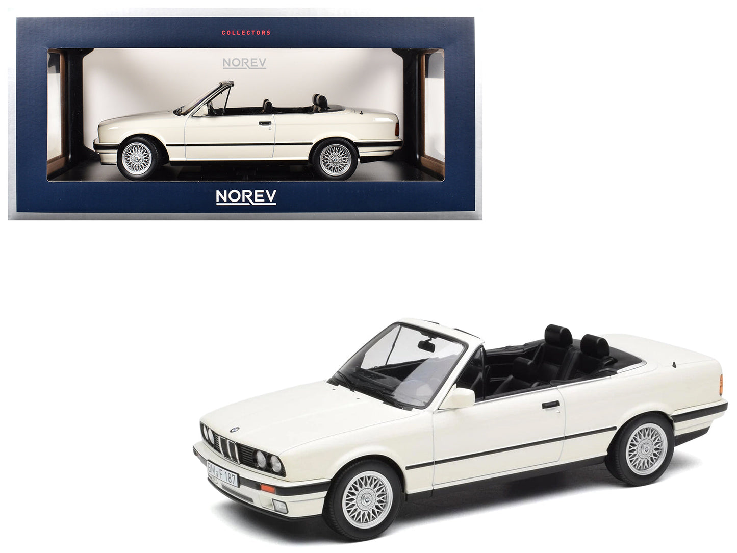 1991 BMW 325i Cabriolet Alpine White 1/18 Diecast Model Car by Norev free shipping USA