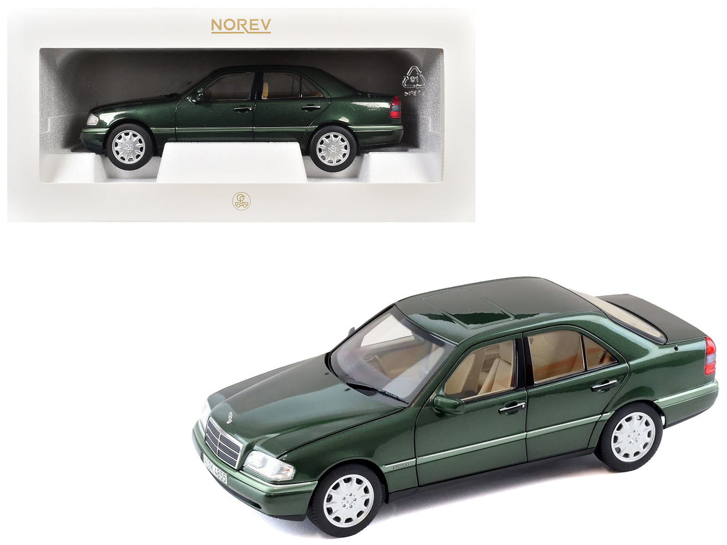1993 Mercedes-Benz C-Class Malachite Green Metallic 1/18 Diecast Model Car by Norev free shipping USA