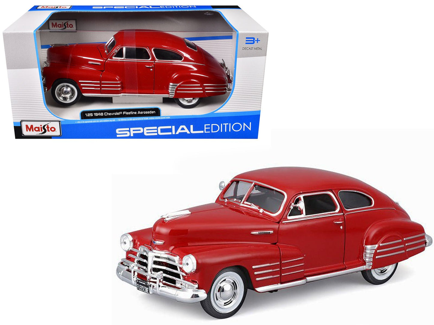 1948 Chevrolet Fleetline Aerosedan Red "Special Edition" Series 1/25 Diecast Model Car by Maisto free shipping USA
