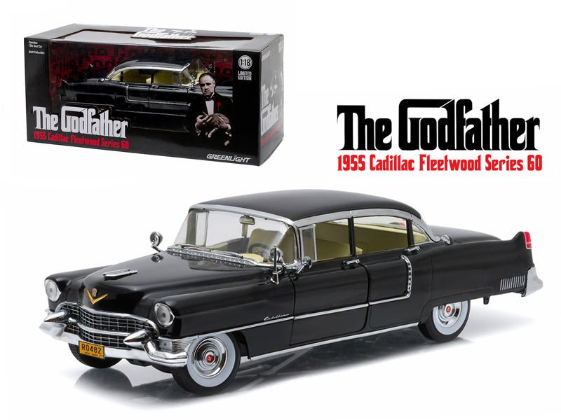 1955 Cadillac Fleetwood Series 60 Special Black "The Godfather" (1972) Movie 1/18 Diecast Model Car by Greenlight free shipping USA