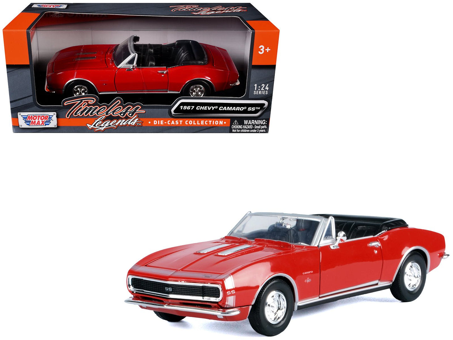 1967 Chevrolet Camaro SS Convertible Burgundy 1/24 Diecast Model Car by Motormax free shipping USA