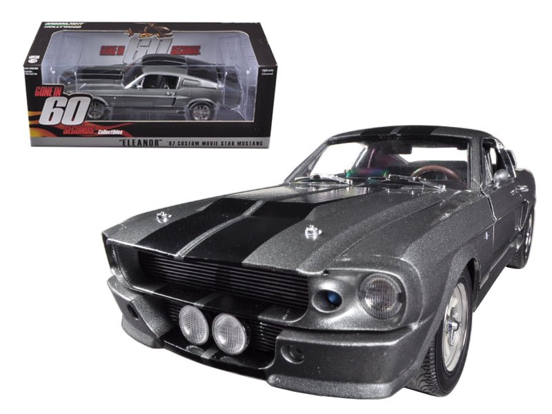 1967 Ford Mustang Custom "Eleanor" Gray Metallic with Black Stripes "Gone in 60 Seconds" (2000) Movie 1/18 Diecast Model Car by Greenlight free shipping USA