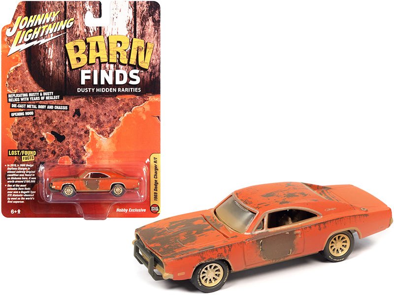 1969 Dodge Charger R/T Orange (Unrestored) "Barn Finds" 1/64 Diecast Model Car by Johnny Lightning free shipping USA