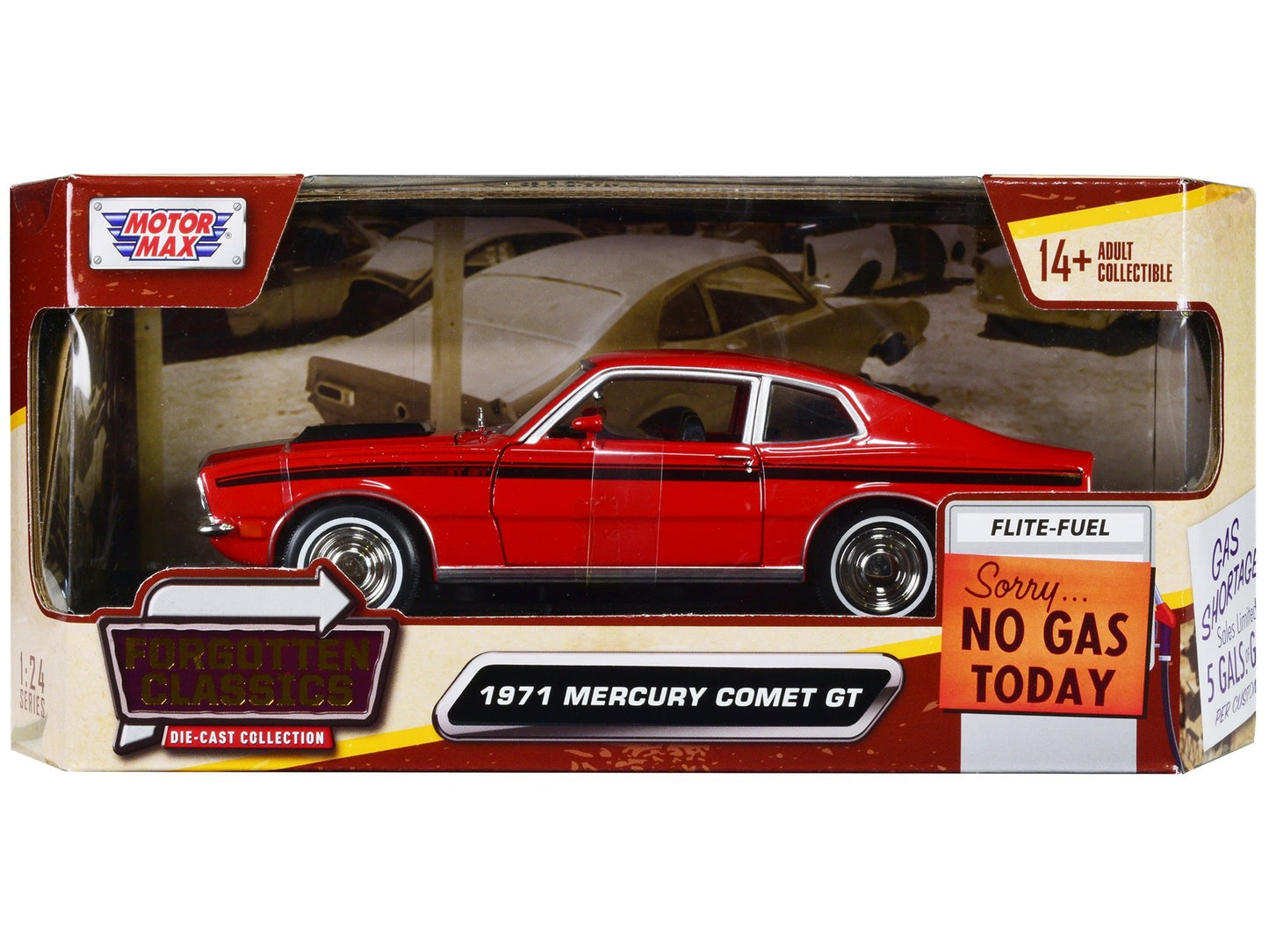1971 Mercury Comet GT Red with Black Stripes "Forgotten Classics" Series 1/24 Diecast Model Car by Motormax free shipping USA