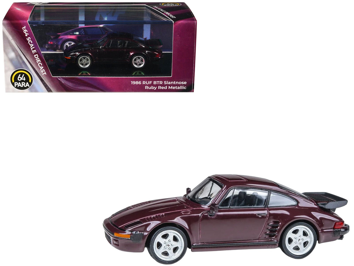 1986 RUF BTR Slantnose Ruby Red Metallic 1/64 Diecast Model Car by Paragon Models free shipping USA