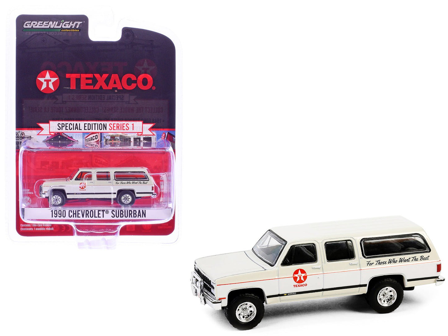 1990 Chevrolet Suburban "Texaco" Cream and White "Texaco Special Edition" Series 1 1/64 Diecast Model Car by Greenlight free shipping USA