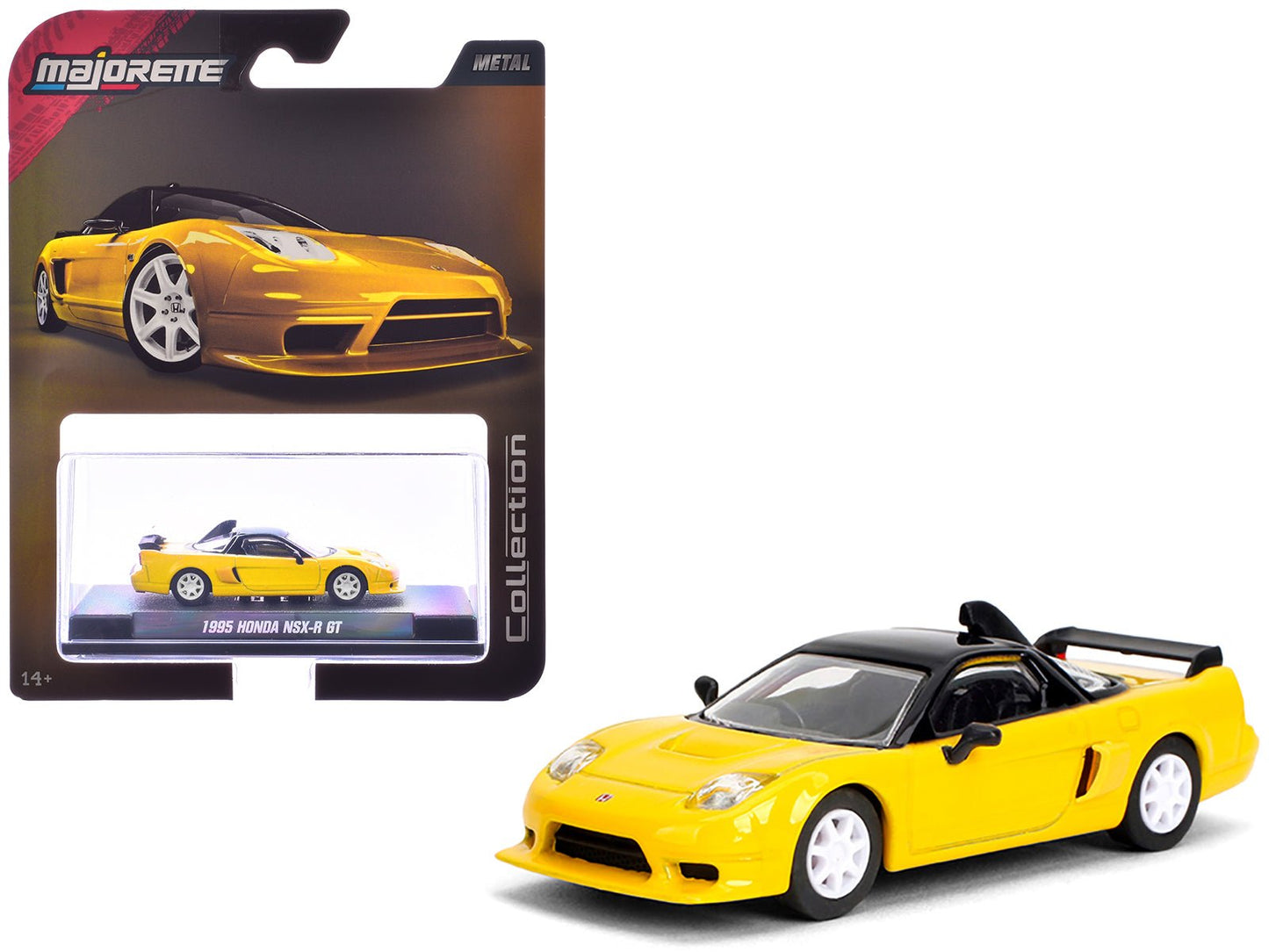 1995 Honda NSX-R GT RHD (Right Hand Drive) Yellow with Black Top "Collection" Series 1/64 Diecast Model Car by Majorette free shipping USA