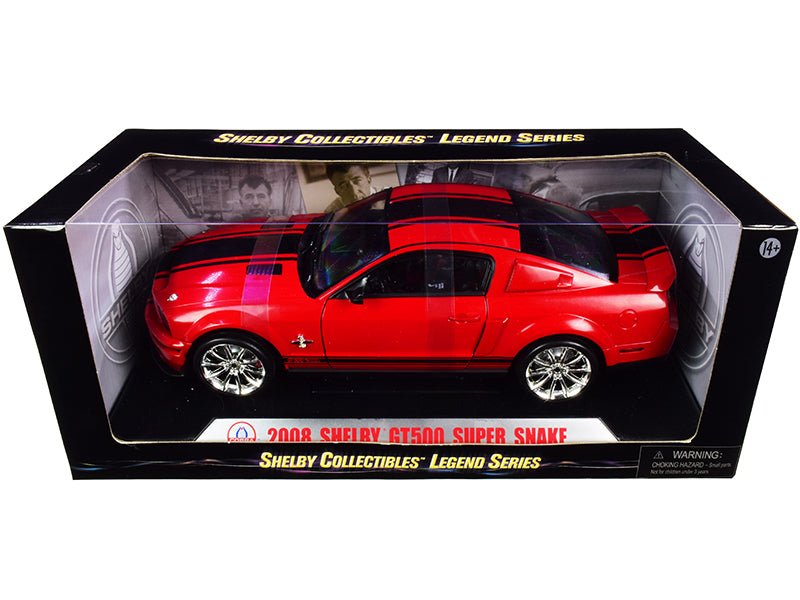 2008 Ford Shelby Mustang GT500 Super Snake Red with Black Stripes "Shelby Collectibles Legend" Series 1/18 Diecast Model Car by Shelby Collectibles free shipping USA