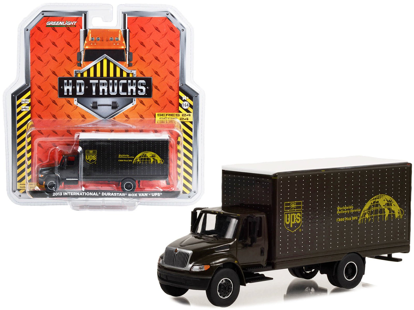 2013 International Durastar Box Van "UPS (United Parcel Service) Worldwide Delivery Service" "Heavy Duty H.D. Trucks" Series 24 1/64 Diecast Model Car by Greenlight free shipping USA