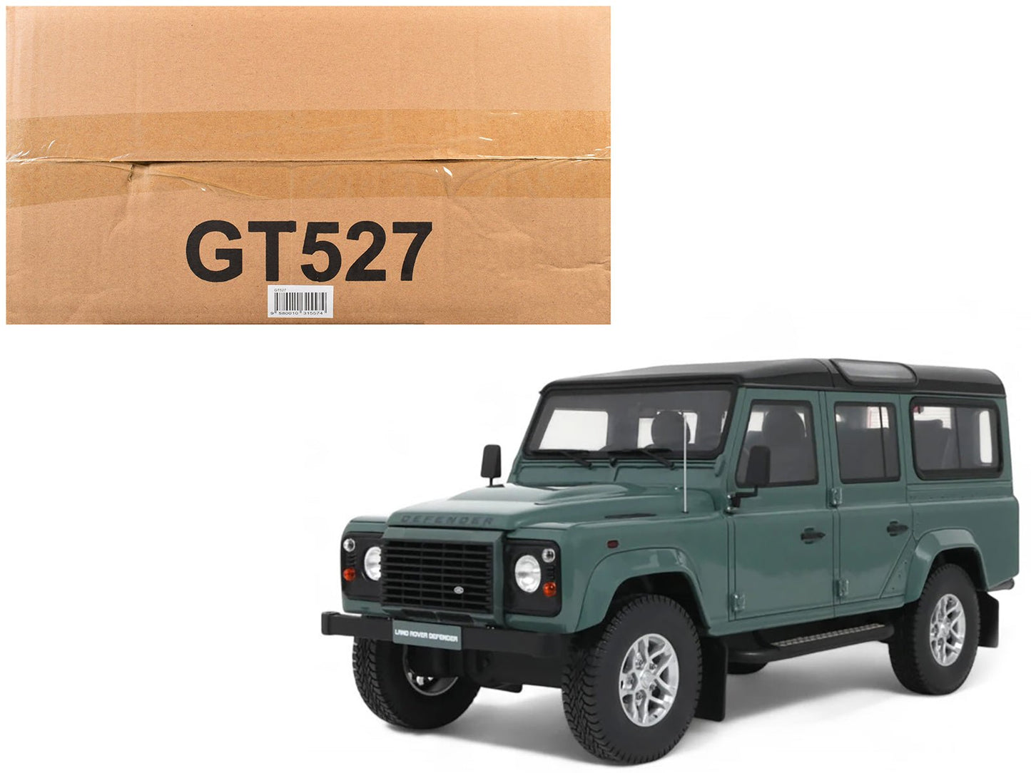2016 Land Rover Defender 3 Station Wagon Green with Black Top 1/18 Model Car by GT Spirit free shipping USA