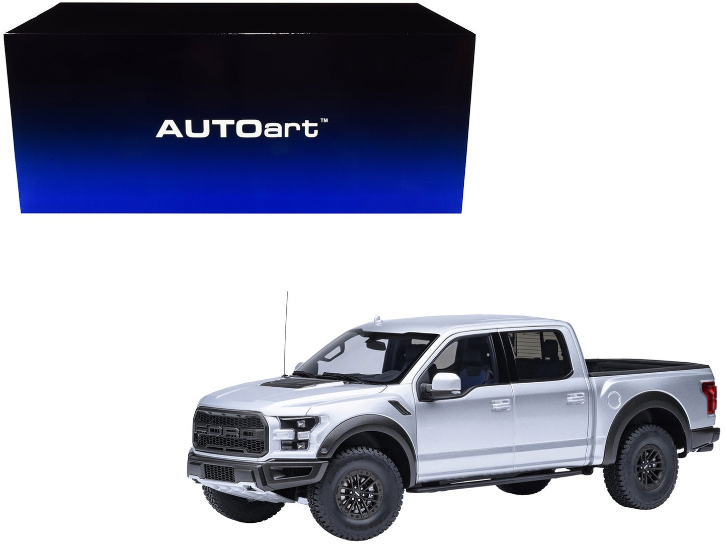 2019 Ford F-150 Raptor Pickup Truck Ingot Silver 1/18 Model Car by Autoart free shipping USA
