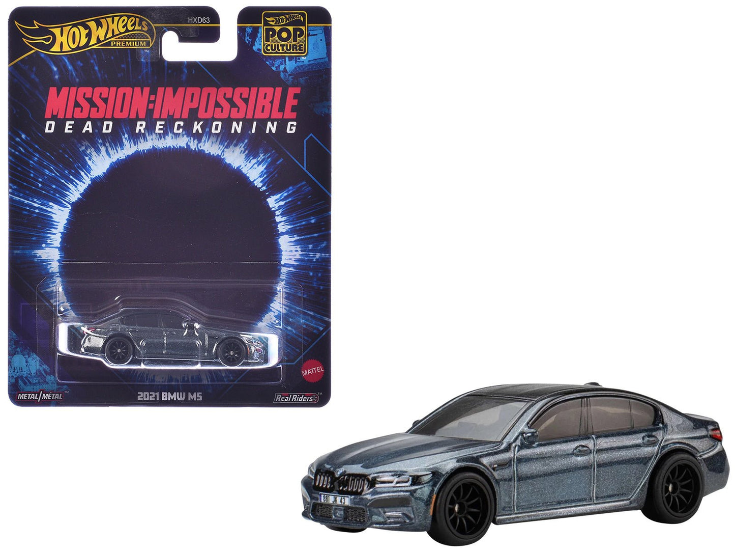 2021 BMW M5 Gray Metallic with Black Top "Mission: Impossible – Dead Reckoning" (2023) Movie "Pop Culture" Series Diecast Model Car by Hot Wheels free shipping USA