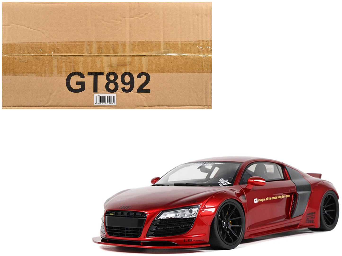 2022 Audi R8 "LB Works" Red Metallic 1/18 Model Car by GT Spirit free shipping USA