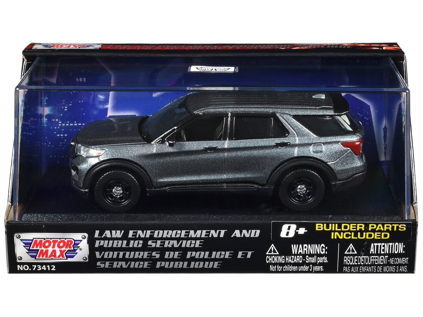 2022 Ford Police Interceptor Utility Gray Metallic Unmarked "Custom Builder's Kit" "Law Enforcement and Public Service" Series 1/43 Diecast Model Car by Motormax free shipping USA