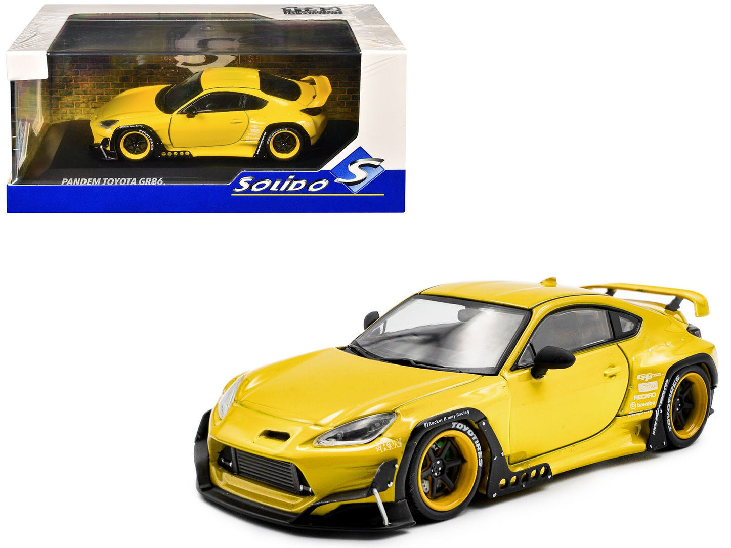 2022 Toyota Pandem GR86 Yellow 1/43 Diecast Model Car by Solido free shipping USA