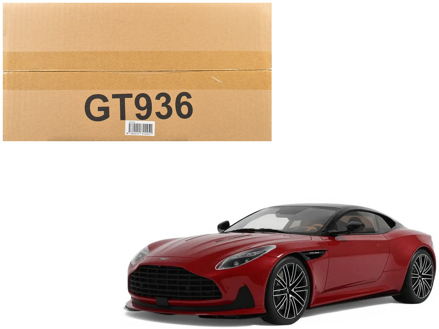 2023 Aston Martin DB12 Hyper Red with Black Top 1/18 Model Car by GT Spirit free shipping USA