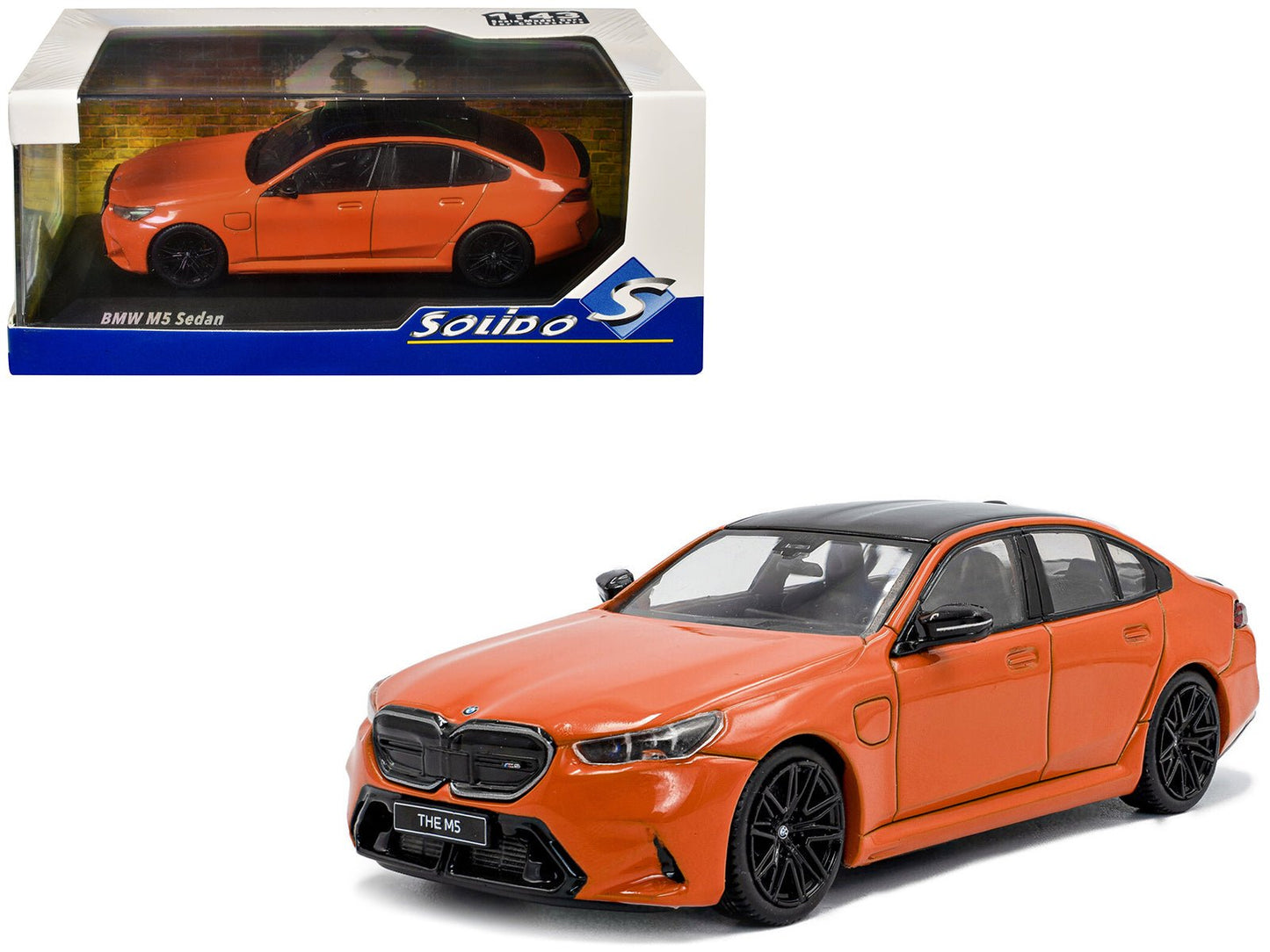 2024 BMW M5 Sedan Fire Orange III with Black Top 1/43 Diecast Model Car by Solido free shipping USA