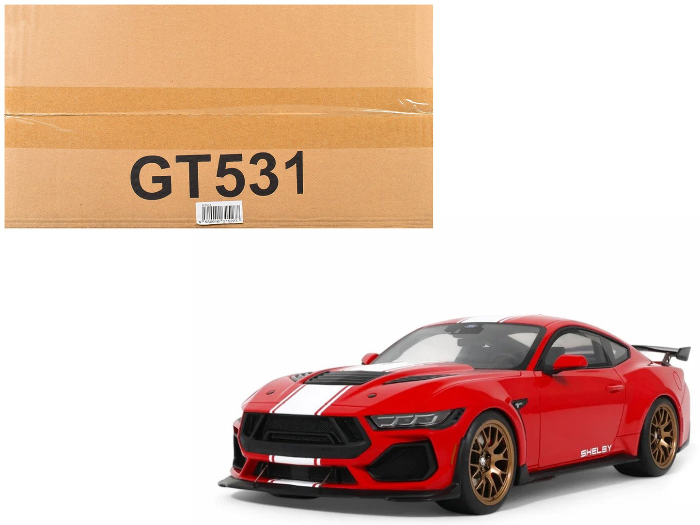 2025 Shelby Mustang Supersnake Race Red with White Stripes 1/18 Model Car by GT Spirit free shipping USA