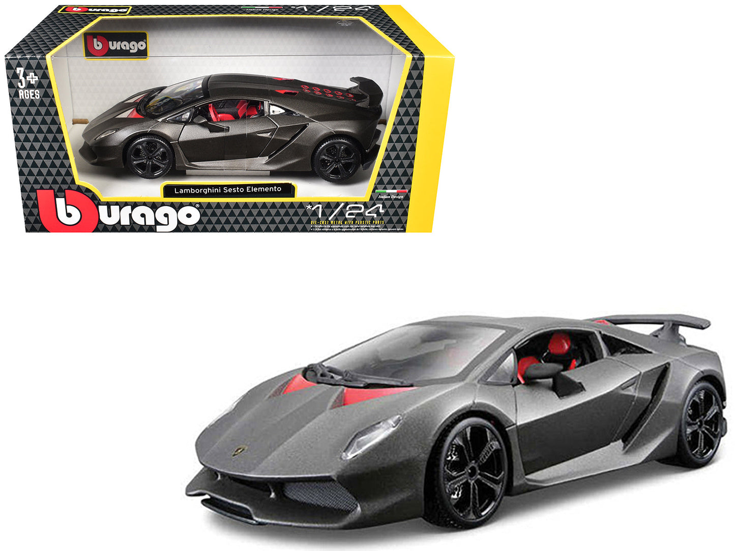Lamborghini Sesto Elemento Matt Grey 1/24 Diecast Car Model by Bburago free shipping USA
