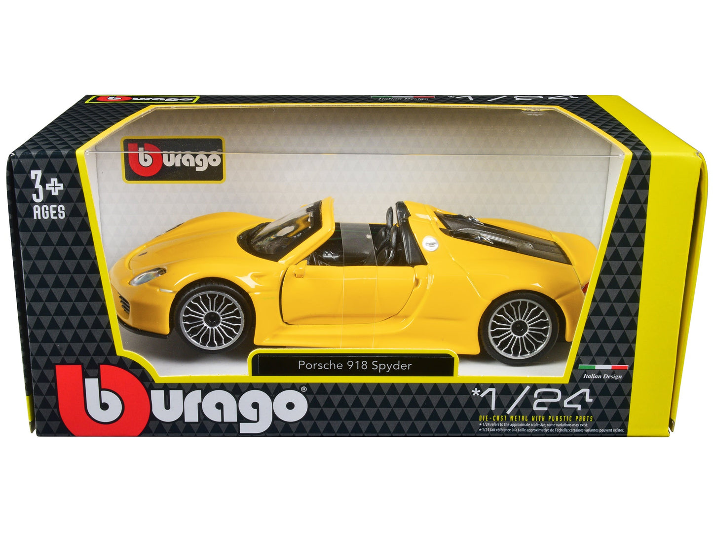 Porsche 918 Spyder Yellow 1/24 Diecast Model Car by Bburago free shipping USA