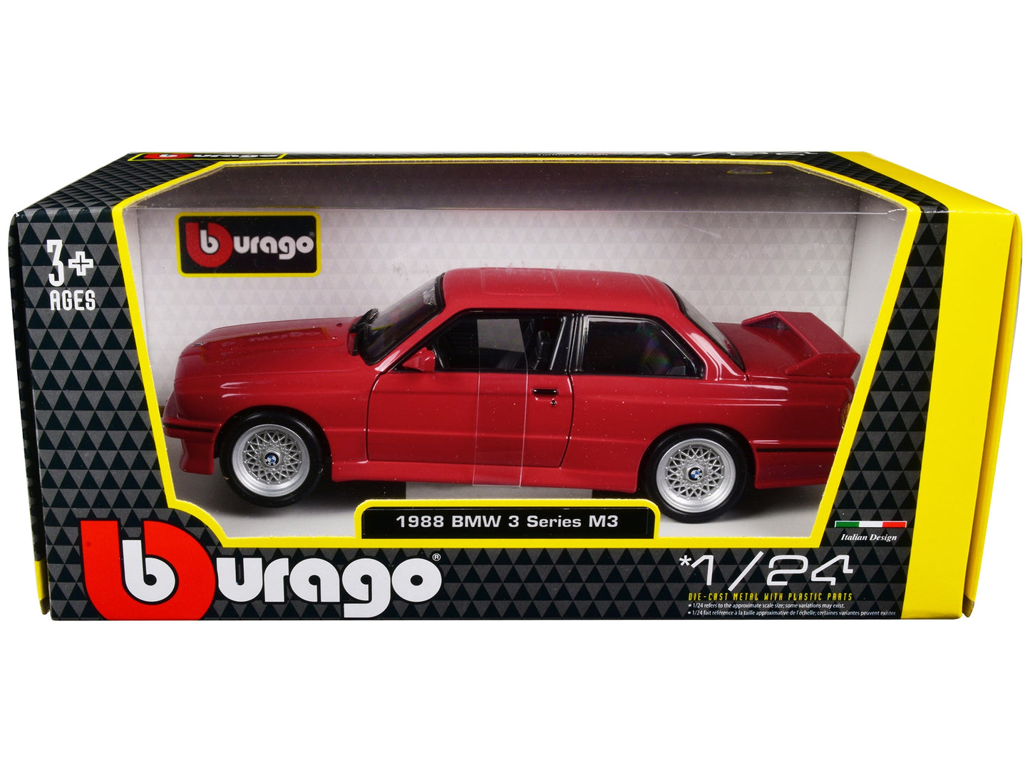 1988 BMW 3 Series M3 E30 Red 1/24 Diecast Model Car by Bburago free shipping USA