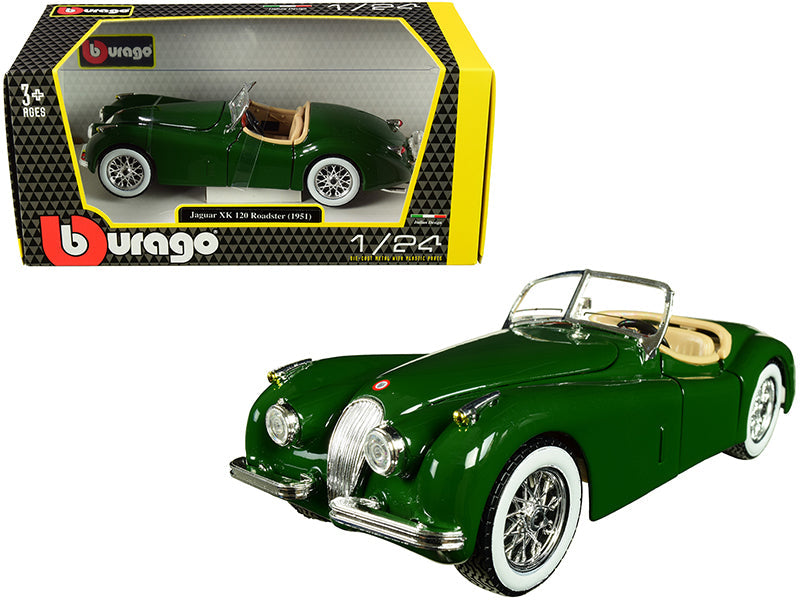 1951 Jaguar XK 120 Roadster Green 1/24 Diecast Model Car by Bburago free shipping USA
