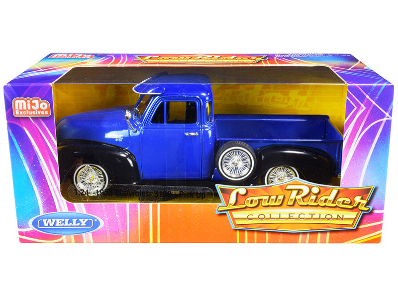 1953 Chevrolet 3100 Pickup Truck Blue and Black "Low Rider Collection" 1/24 Diecast Model Car by Welly free shipping USA