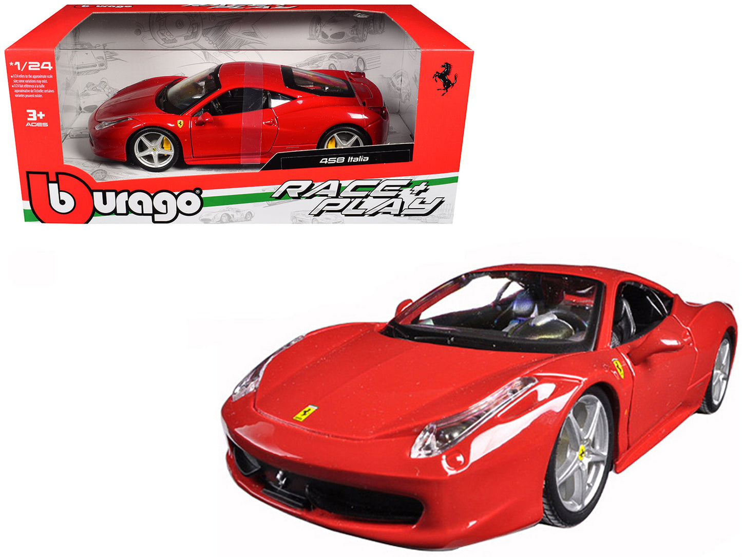 Ferrari 458 Italia Red 1/24 Diecast Model Car by Bburago free shipping USA