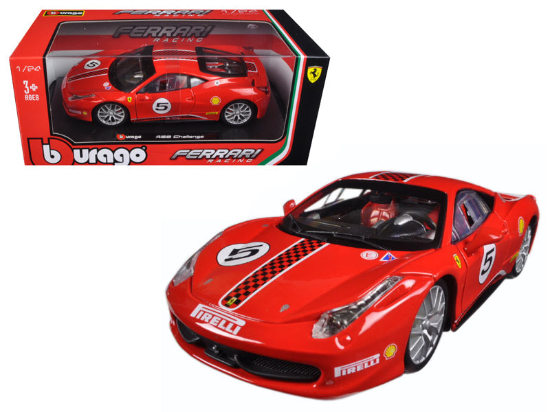 Ferrari 458 Challenge #5 Red 1/24 Diecast Model Car by Bburago free shipping USA