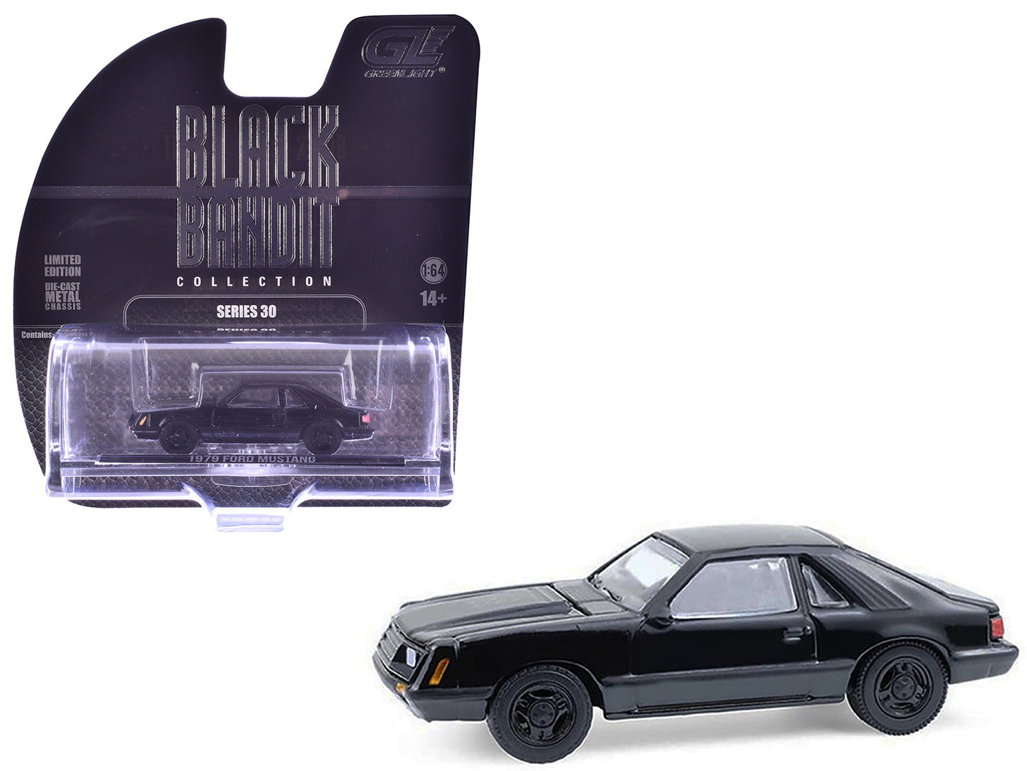 1979 Ford Mustang Fastback Black "Black Bandit" Series 30 1/64 Diecast Model Car by Greenlight free shipping USA
