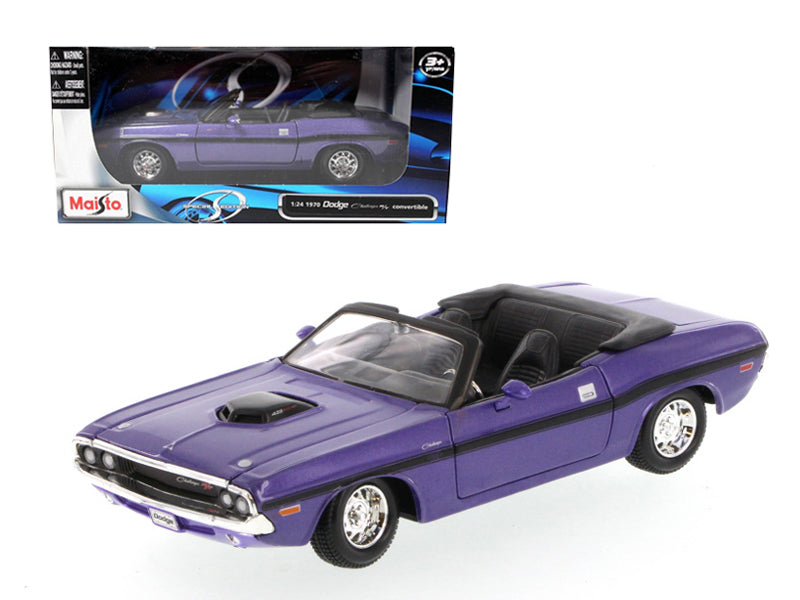 1970 Dodge Challenger R/T Convertible Purple 1/24 Diecast Model Car by Maisto free shipping USA