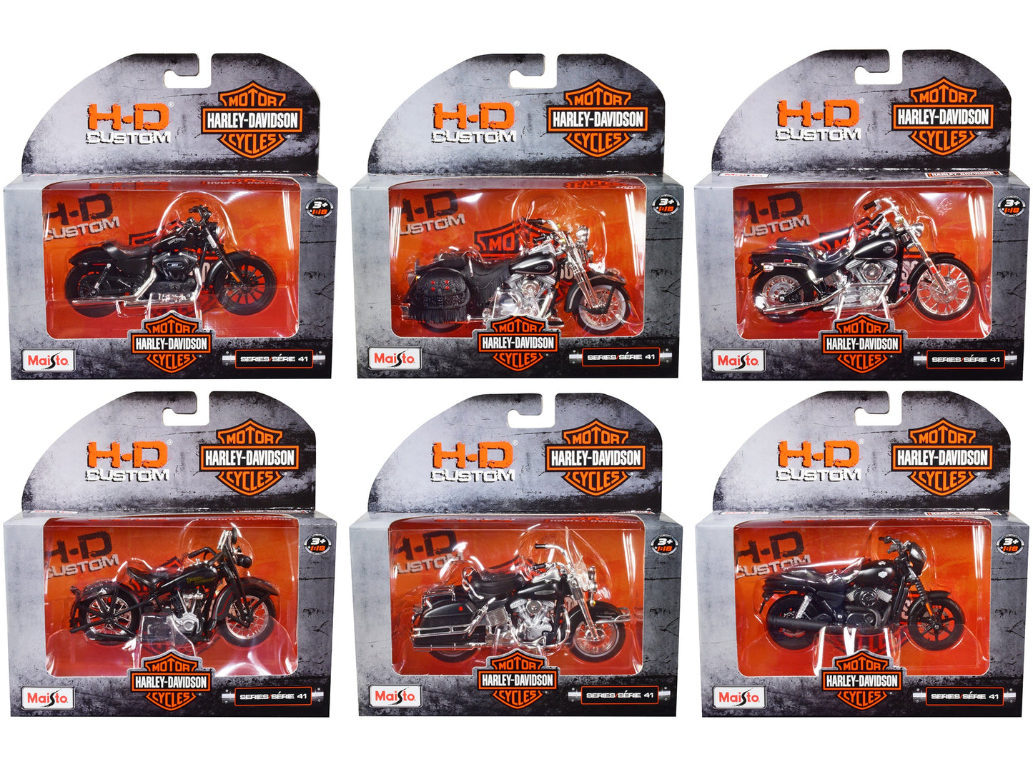 Harley-Davidson Motorcycles 6 piece Set Series 41 1/18 Diecast Models by Maisto free shipping USA